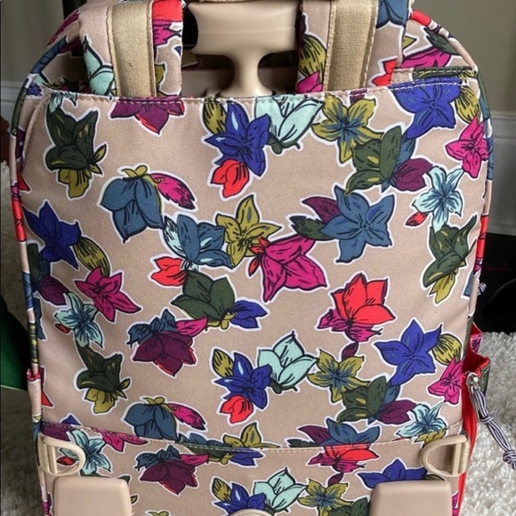 Vera Bradley Large Rolling Backpack Falling Flowers neutral gently used once - Picture 5 of 8